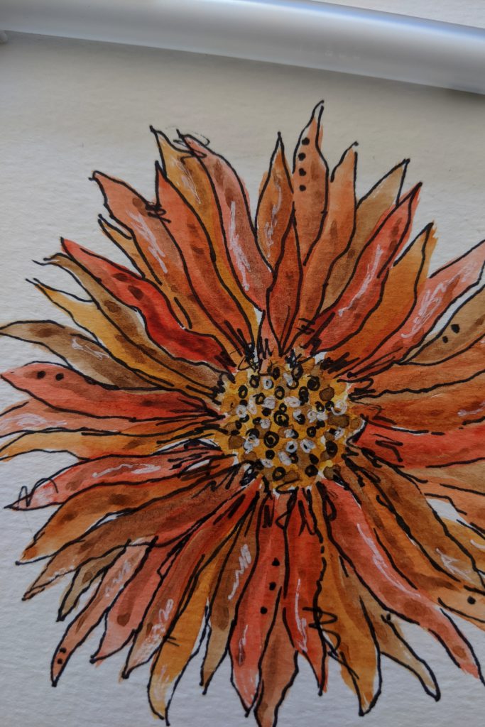 Amarie Lange Studio - red watercolor flower Step 5