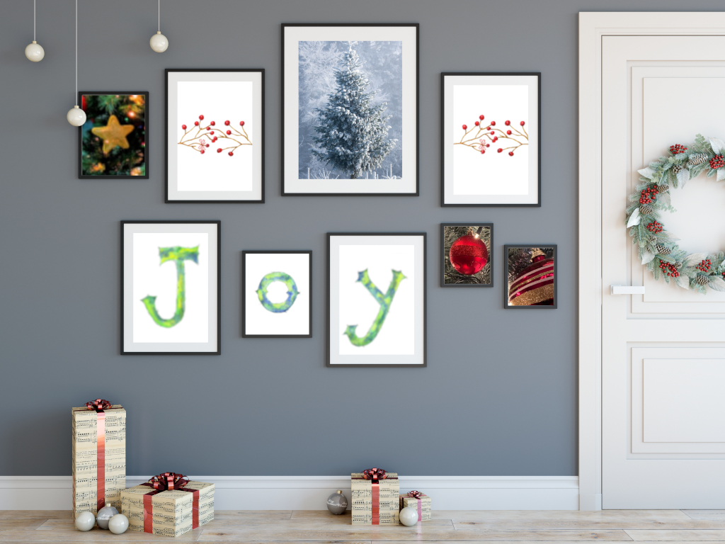 JOY Watercolor Printables and Red Berries