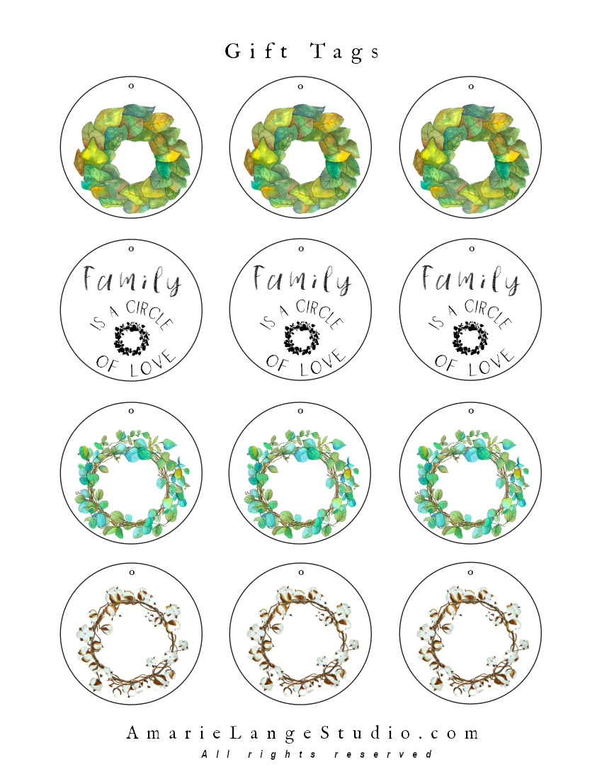 Christmas Wreaths Printable Tags – {Free for You!}