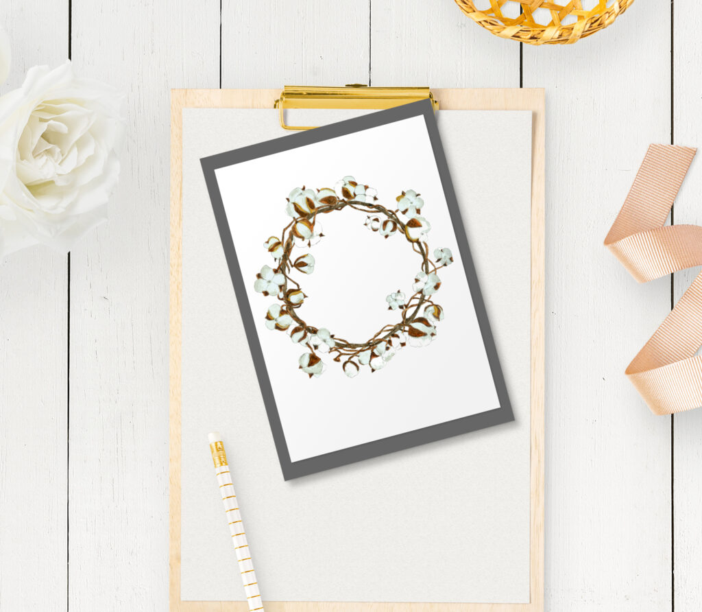 Cotton Boll Wreath Printable