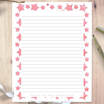 Printable Pink Stars Stationery